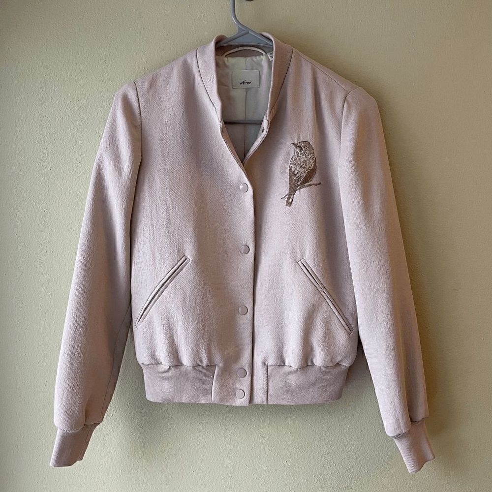 Wilfred Embroidered Birds Blush Bomber Jacket Size XXS